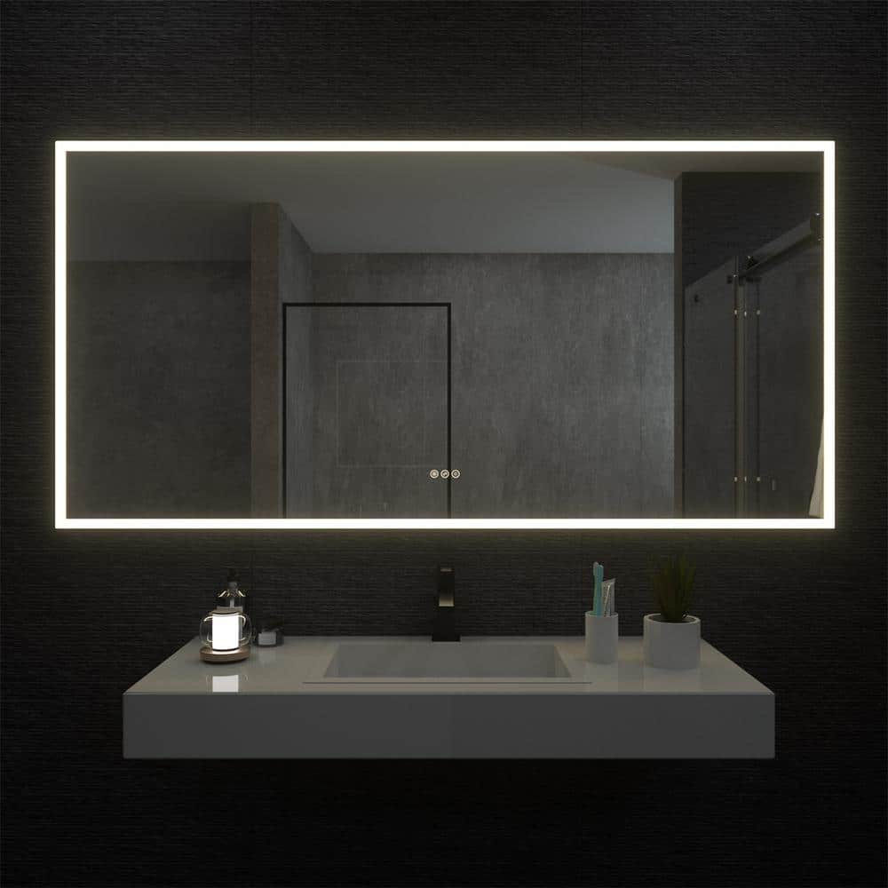 niveal 72 in. W x 36 in. H Rectangular Frameless LED Wall Bathroom ...