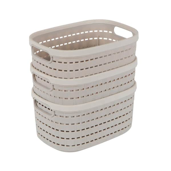 Simplify 9.65 in. H x 6.69 in. W x 9.45 in. D Beige Plastic Cube Storage Bin 3-Pack