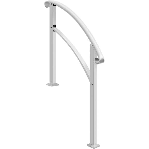 41.7 in. H x 48 in. W 1-4 Steps Outdoor Handrail White Wrought Iron Stair Railing Kit Adjustable Porch Stainless Steel