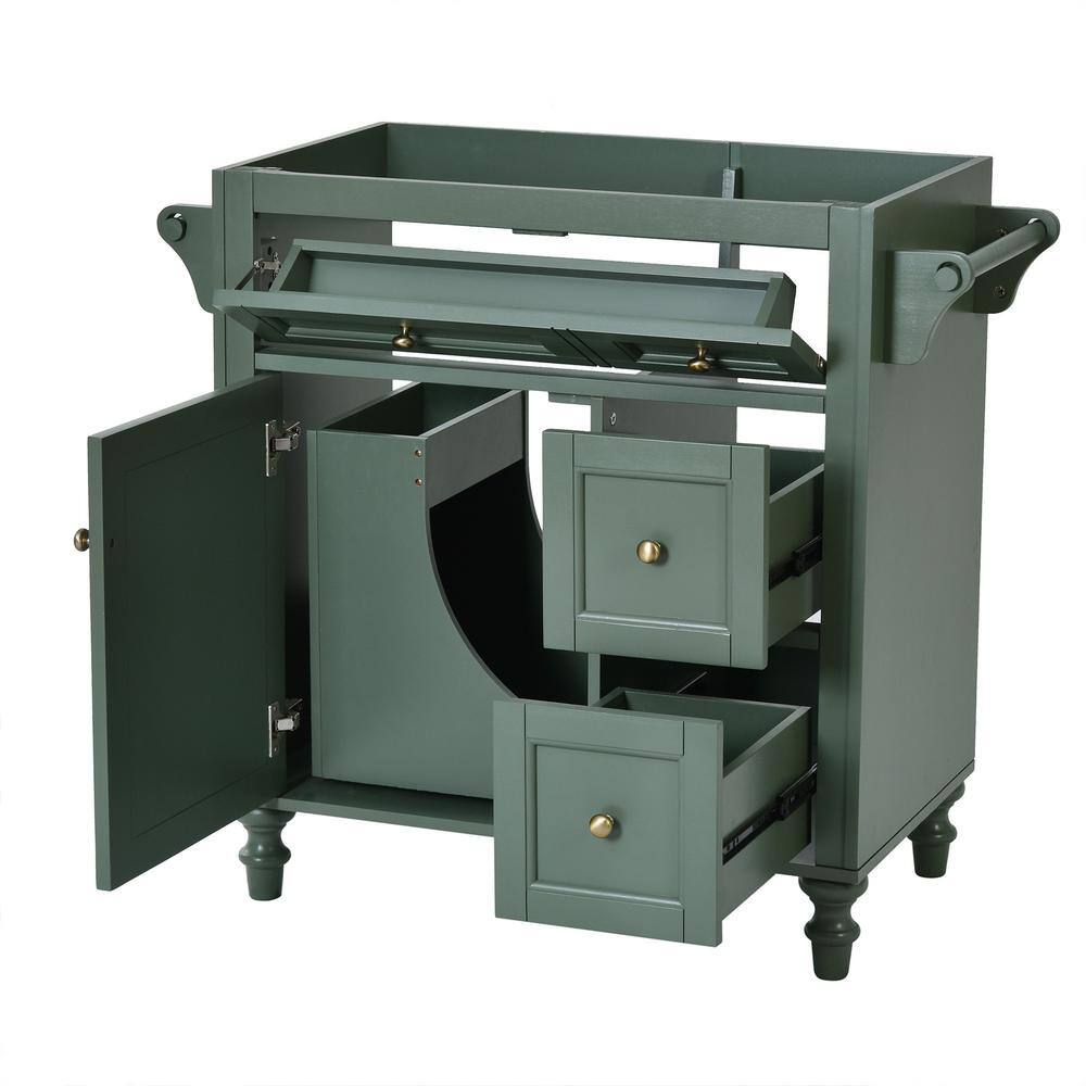30'' Green MDF Freestanding Bathroom Vanity with Gold Hardware