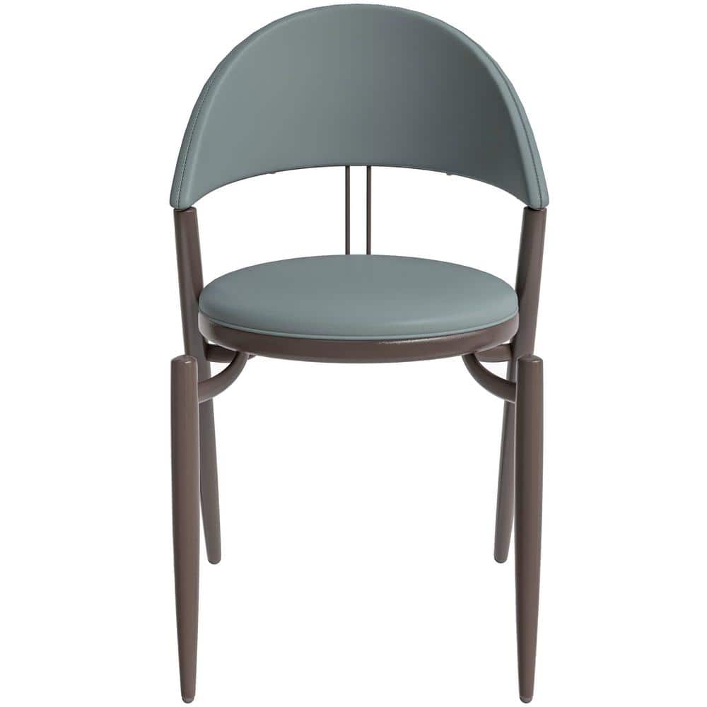 Venice Light Grey Leather Upholstered Side Chair with Metal Legs