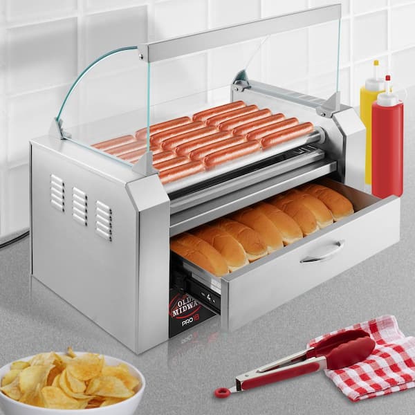 Olde Midway 18 Hot Dog Silver Stainless Steel Electric 5 Roller