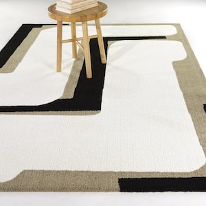 Duncan White 5 ft. x 7 ft. Abstract Area Rug
