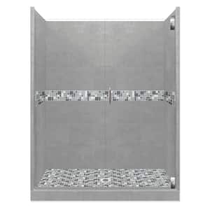 Newport Grand Hinged 36 in. x 42 in. x 80 in. Center Drain Alcove Shower Kit in Wet Cement and Chrome Hardware