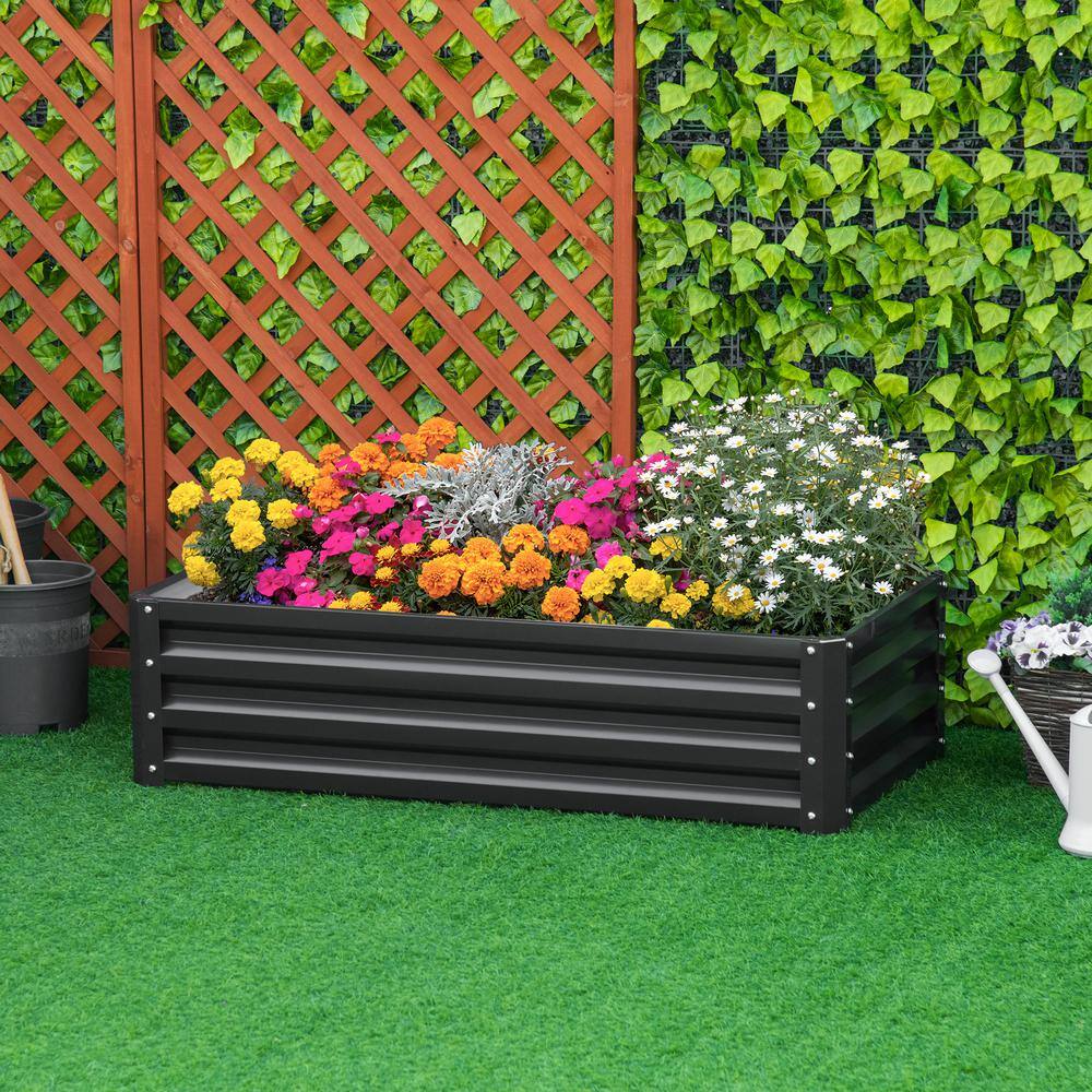 Gray Galvanized Steel Raised Garden Bed Planter Box, 4' x 2' x 1'