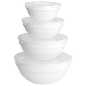 Ultra White Shadow 8-Piece Tempered Opal Glass Bowl and Lid Set in White