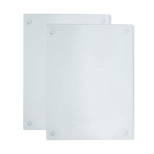 2-Piece Clear Tempered Glass Cutting Board Set with Break-Resistant, Heat-Resistant, and Non-Slip Features