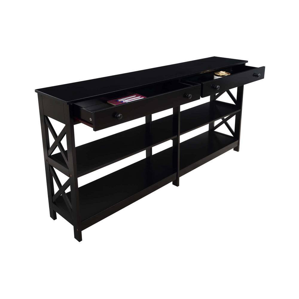 Oxford Black 60" Wood & Metal Console Table with Storage