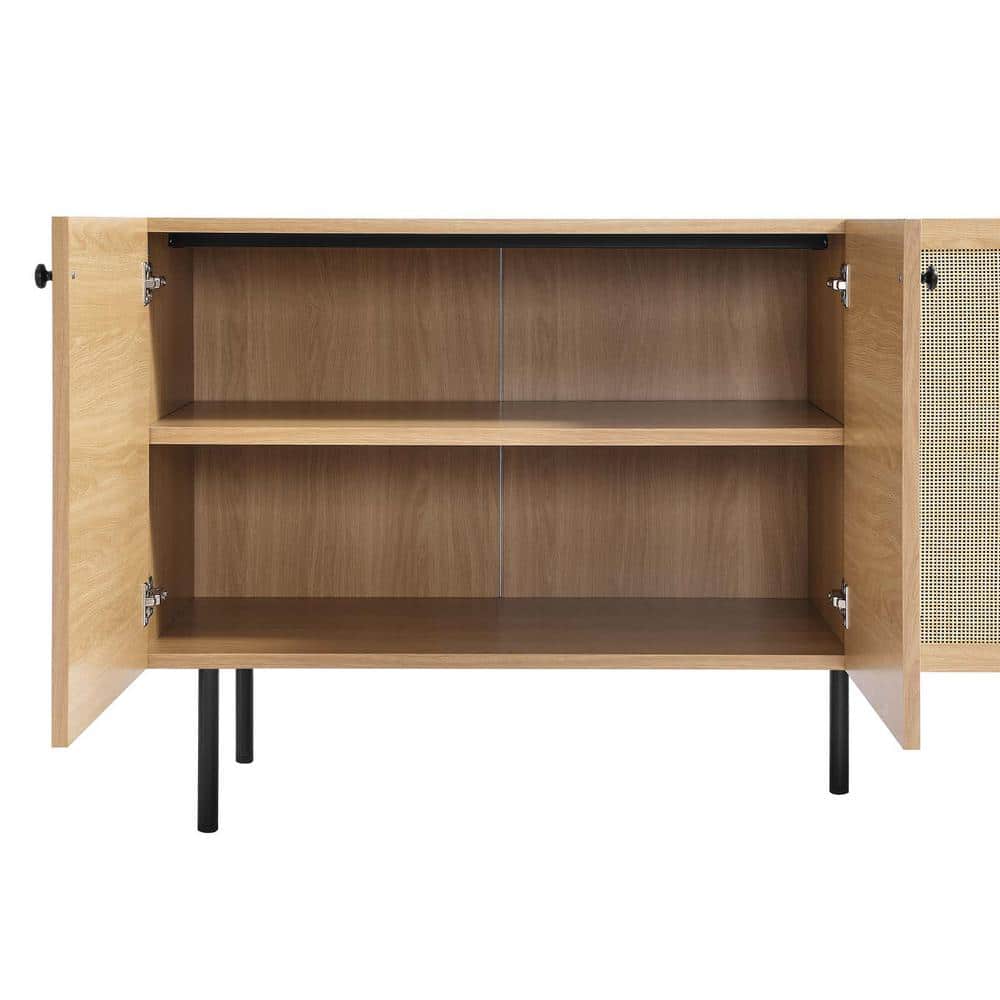 Chaucer Oak Wood Grain Textured Sideboard with Rattan Weaving