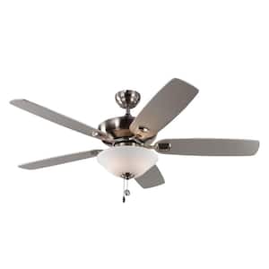 Colony Max Plus 52 in. Brushed Steel Ceiling Fan with Silver and American Walnut Reversible Blades and LED Light Kit