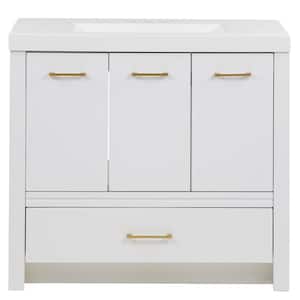 Hertford 37 in. W x 19 in. D x 34 in. H Single Sink Freestanding Bath Vanity in White with White Cultured Marble Top