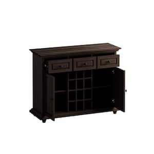 47.6 in. W x 17 in. D x 36 in. H Brown Linen Cabinet 3-Drawer Storage Cabinet with 12-Grid Wine Rack for Room Kitchen