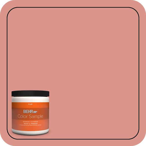 BEHR PREMIUM PLUS 8 oz. #180D-4 Coral Serenade Flat Interior/Exterior Paint & Primer Color Sample