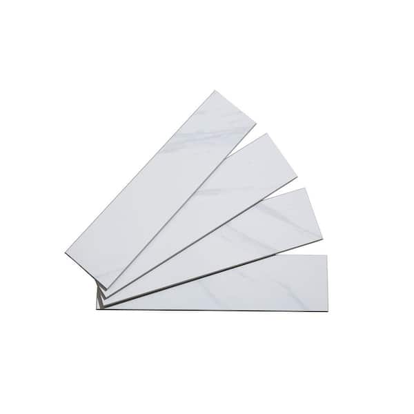 Collage 3 in. x 12 in. PVC Peel and Stick Tile in Tuscan Marble (Pack of 4/ 1 sq. ft. Per Pack)