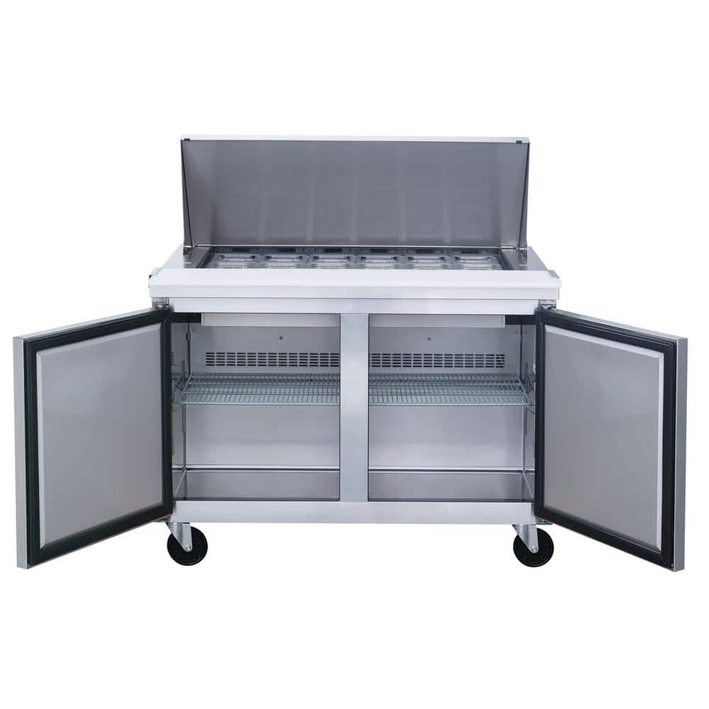 48.125 in. Stainless Steel 2-Door Commercial Food Prep Table Refrigerator