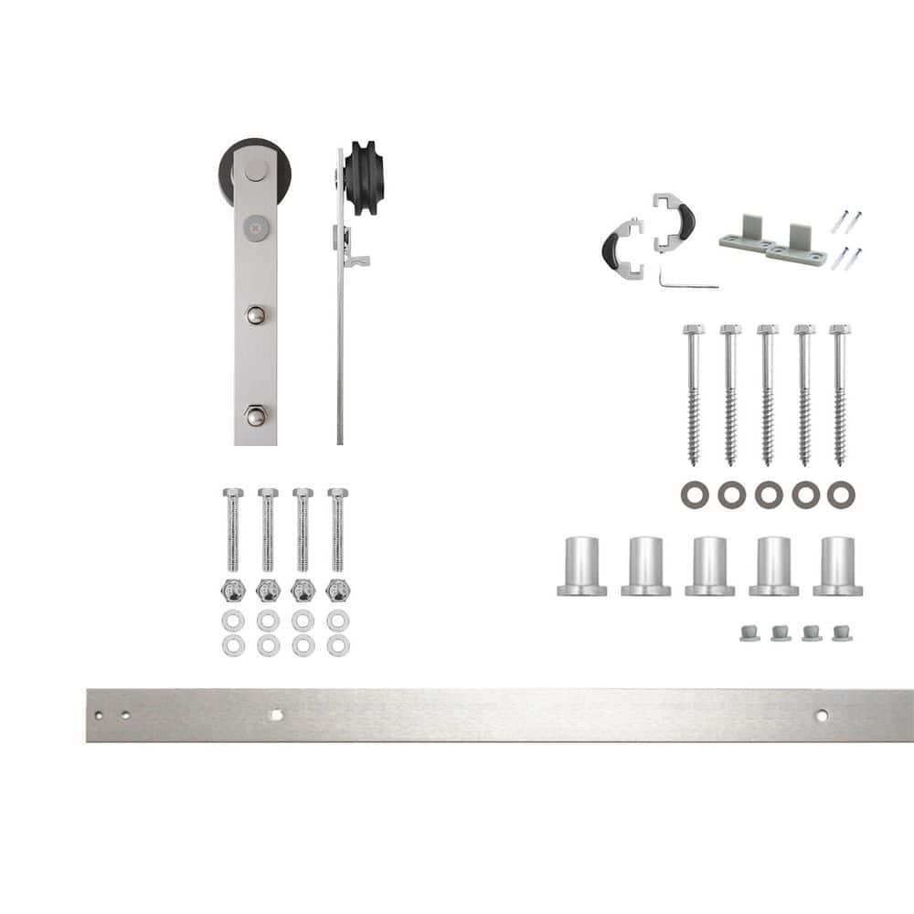 6 ft./72 in. Brushed Nickel Non-Bypass Sliding Barn Door Hardware Kit Arrow Design Roller for Single Door price history on PriceWatchPro