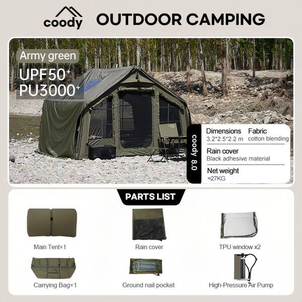 coody 8 ft. x 10 ft. Inflatable Tent Glamping Tents for 4 Person