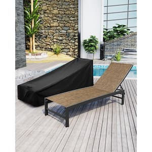 2-Piece Aluminum Adjustable Outdoor Patio Chaise Lounge in Gray and Brown with Black Covers