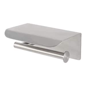 Maddox Wall-Mount Toilet Paper Holder with Shelf in Brushed Stainless