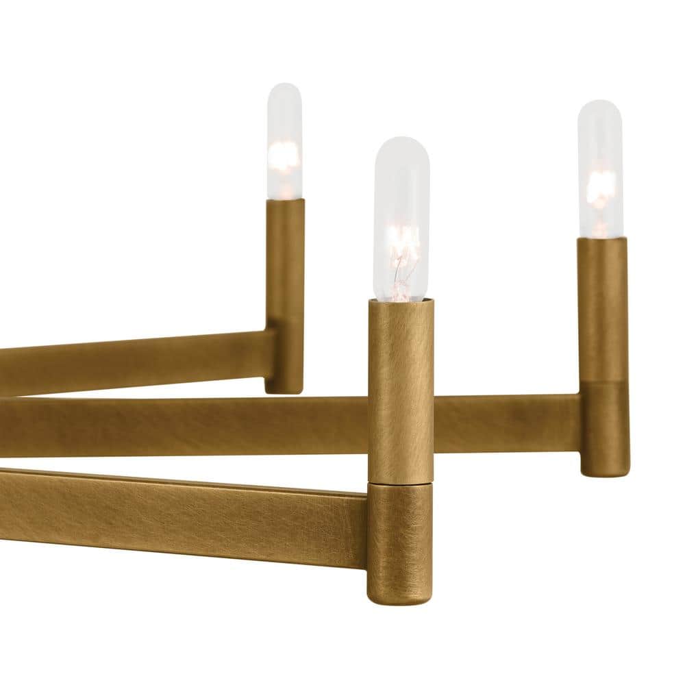 Erzo 48" Natural Brass 10-Light Candle Style Chandelier