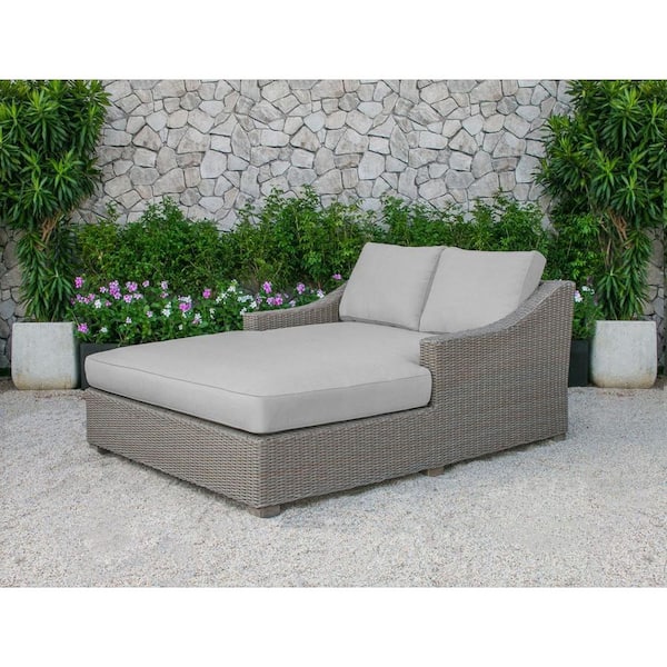 Unbranded Renava Pismo Wicker Outdoor Day Bed with Beige Cushions