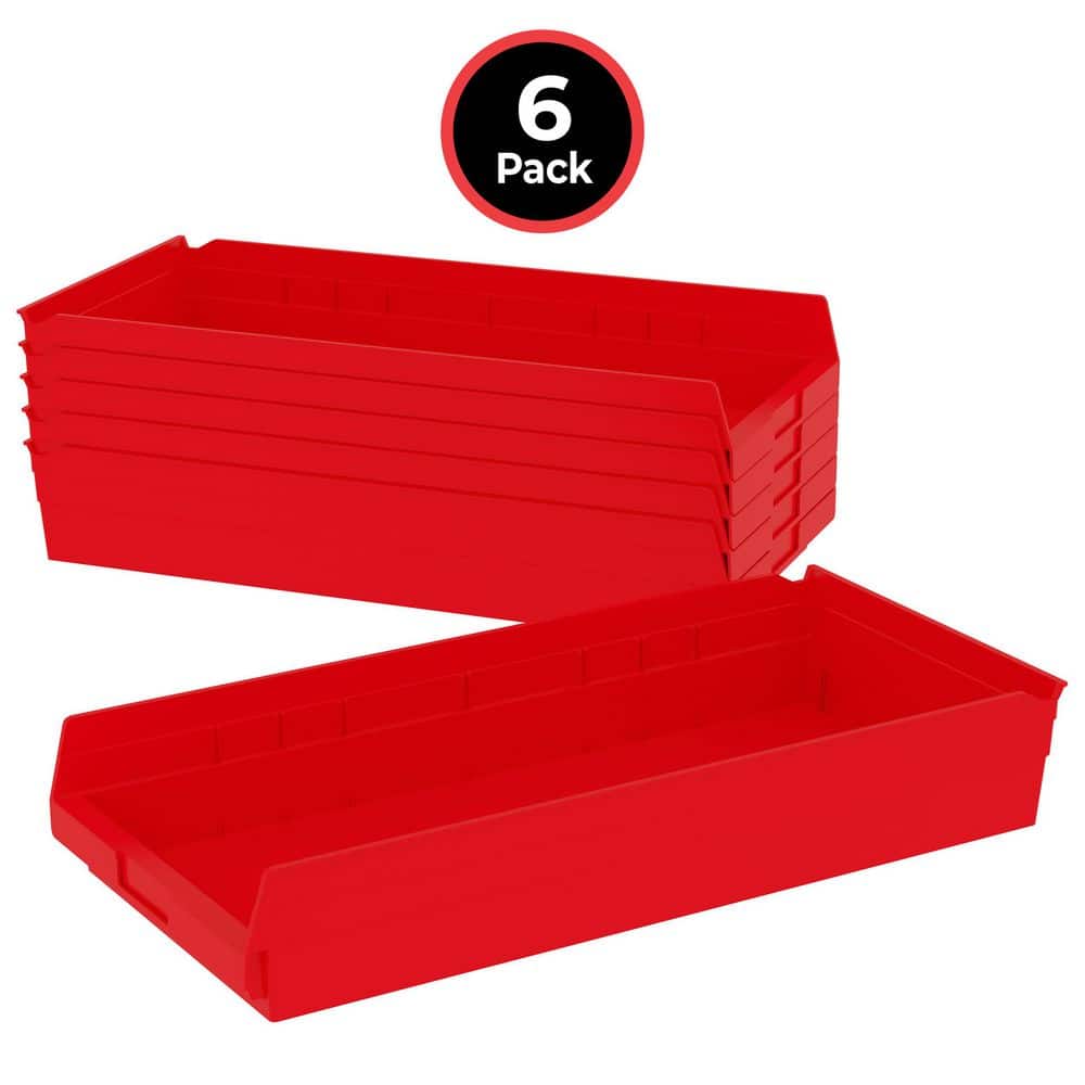 30174 Series, 11 1/8 in. W x 23 5/8 in. D x 4 in. H, Red Open Hopper Shelf Bins Storage Organizer System, 6-Pack price history on PriceWatchPro