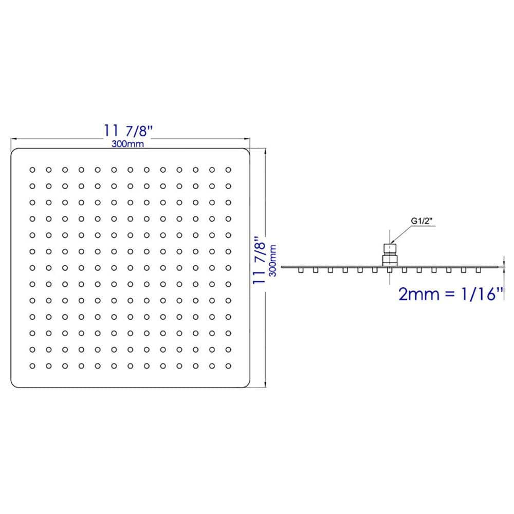 Ultra Thin Brushed Stainless Steel Square Rain Shower Head