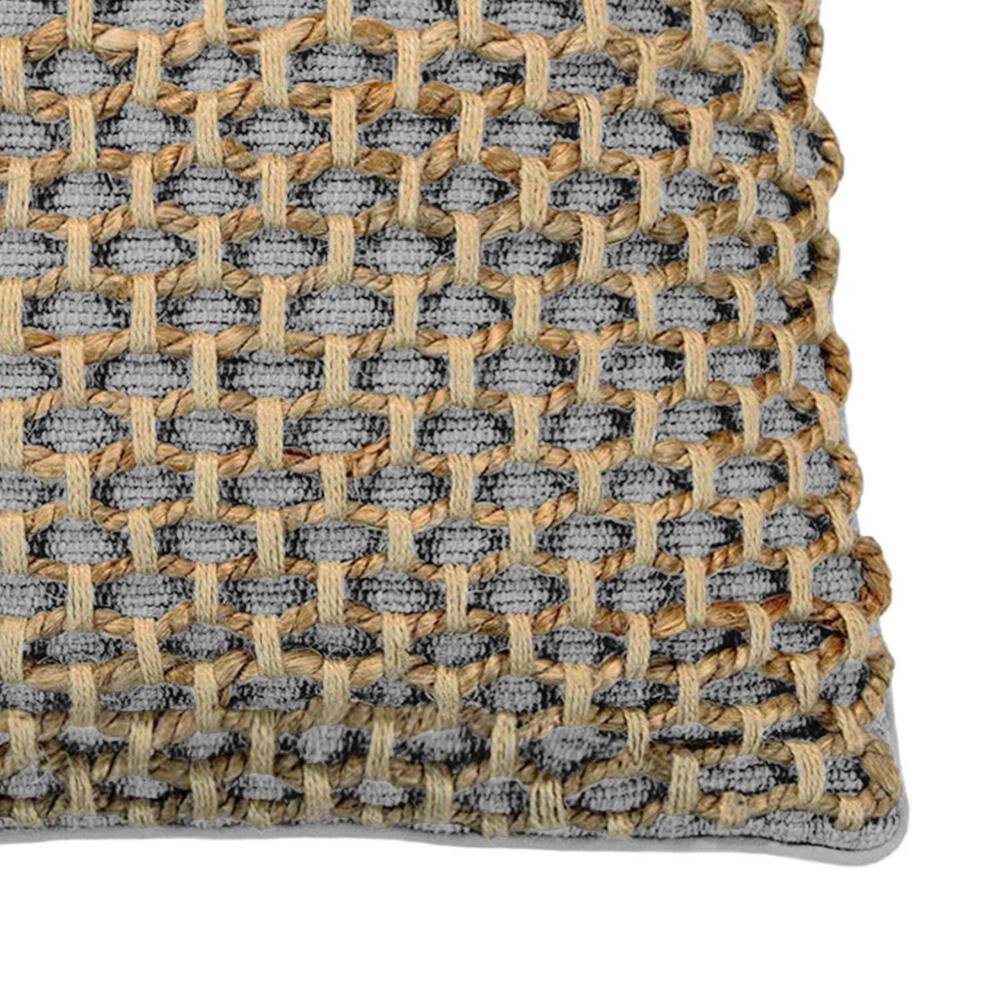 Jada 20'' Gray and Natural Woven Cotton and Jute Pillow