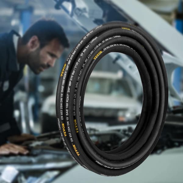 Hydraulic Hose 1/2 in. x 100 ft. Coiled Hydraulic Hose 4000 PSI Bulk Hydraulic Hose with 2 High-Tensile Steel Wire Braid