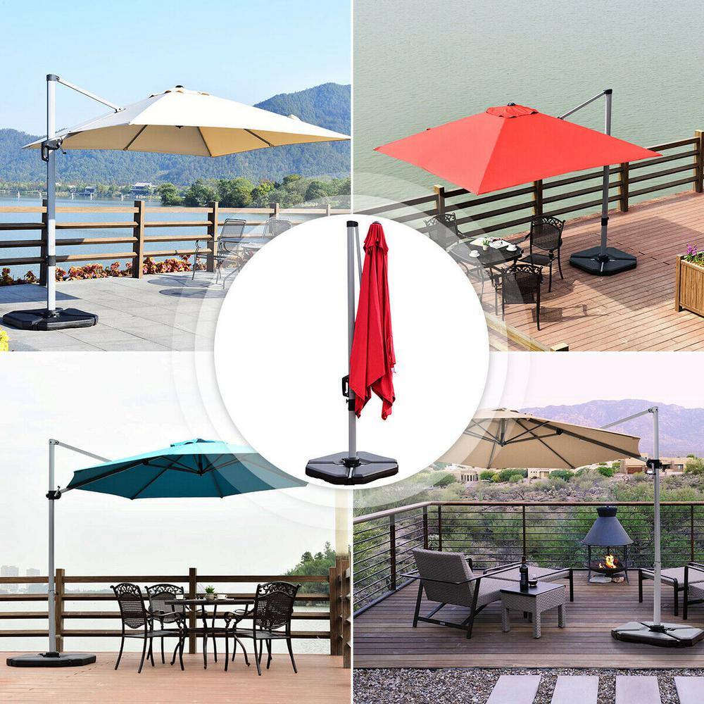 Black Triangular Plastic Outdoor Umbrella Base Set