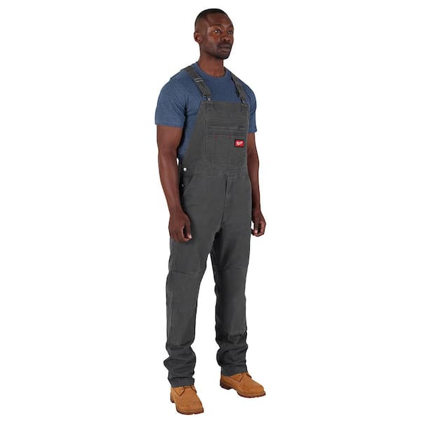 Milwaukee Men's Gray 38 in. x 34 in. FREEFLEX Unlined Bib Overalls
