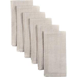 Keeley 18 in. W. x 18 in. Taupe Gingham Check Cotton Napkins Set of 6