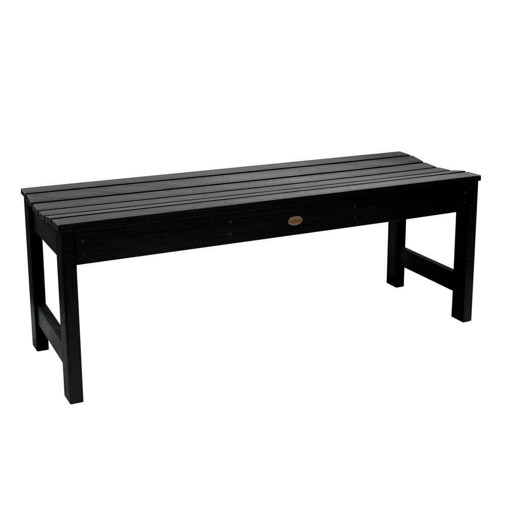 Lehigh Elegant Black Poly Lumber 49" Backless Outdoor Bench