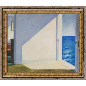 Rooms by The Sea by Edward Hopper Black Crackle and Gold Wood Framed Abstract Oil Painting Art Print 26 in. x 30 in.