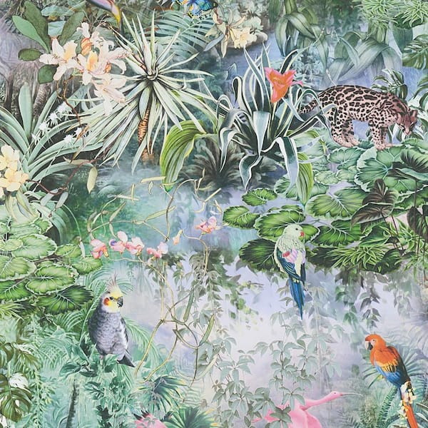Cordian Rainforest Landscape Blue Non Pasted Non Woven Wallpaper Sample