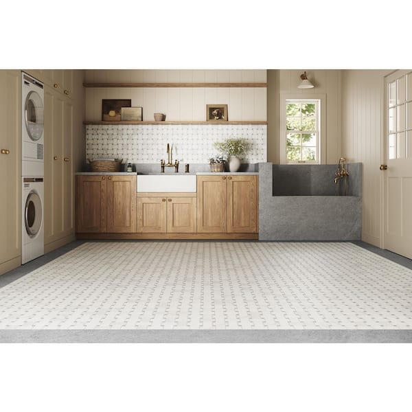 Jumbo Basketweave Oriental White and Cinder Grey 11.25 in. x 11.25 in. Honed Marble Mosaic Floor Tile 8.74 sq. ft./Case