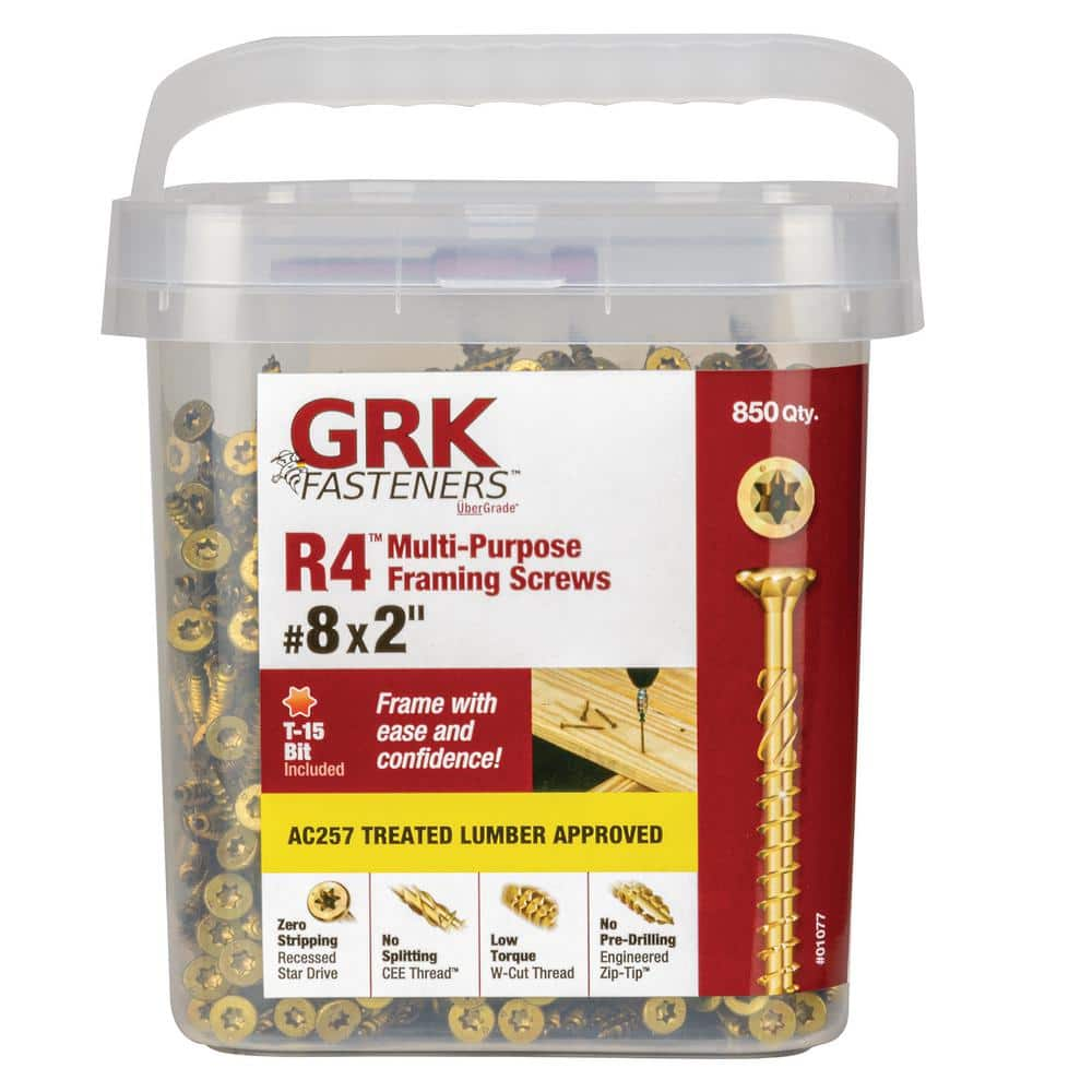 GRK Fasteners #8 x 2 in. Star Drive Bugle Round Head R4 Multipurpose ...