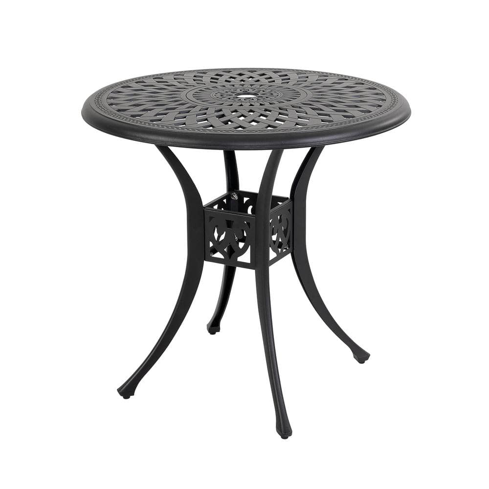 Nuu Garden 30 In. Black Round Aluminum Outdoor Bistro Round Aluminum 