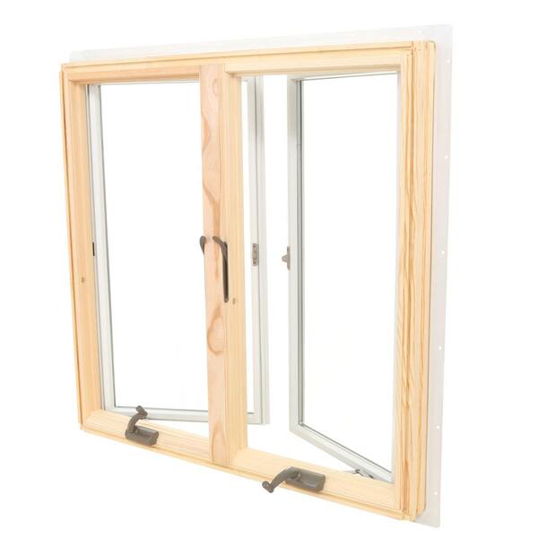 Andersen 40 75 In X 40 813 In 400 Series Casement Wood Window With White Exterior Cn235 Lr The Home Depot