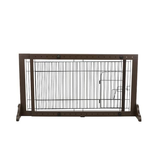 TRIXIE Adjustable Freestanding Pet Gate Width Expands 40 in. to 71 in. Lightweight Brown 39368 The Home Depot