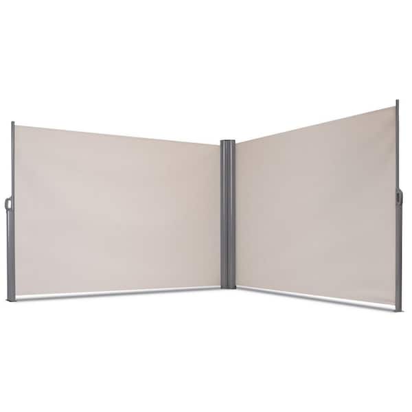 ANGELES HOME 237 in. x 71 in. Patio Retractable Double Folding Side Awning Screen Divider