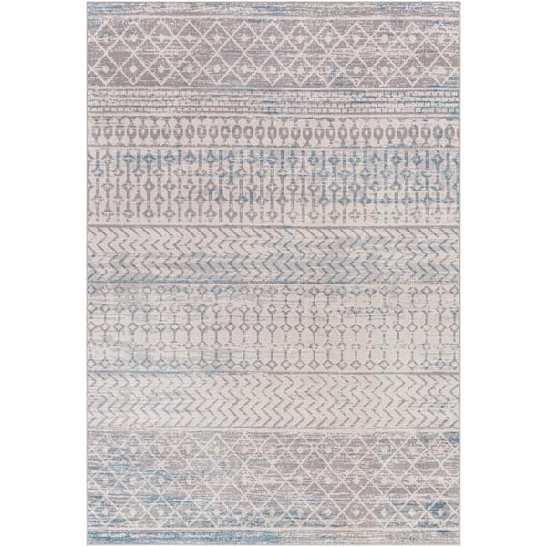 Livabliss Shondra Light Grey 5 ft. x 7 ft. Indoor Machine-Washable Area Rug