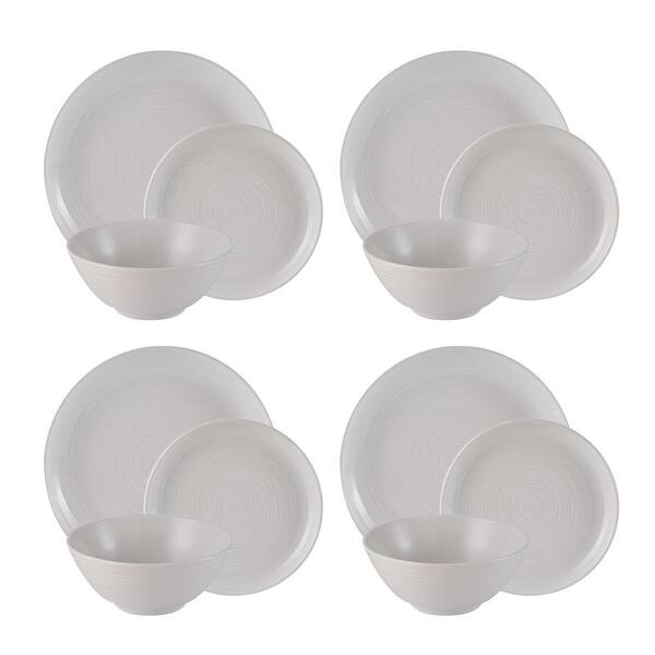 Mason Cash William Mason 12-Piece Casual White Stoneware Dinnerware Set (Service for 4)