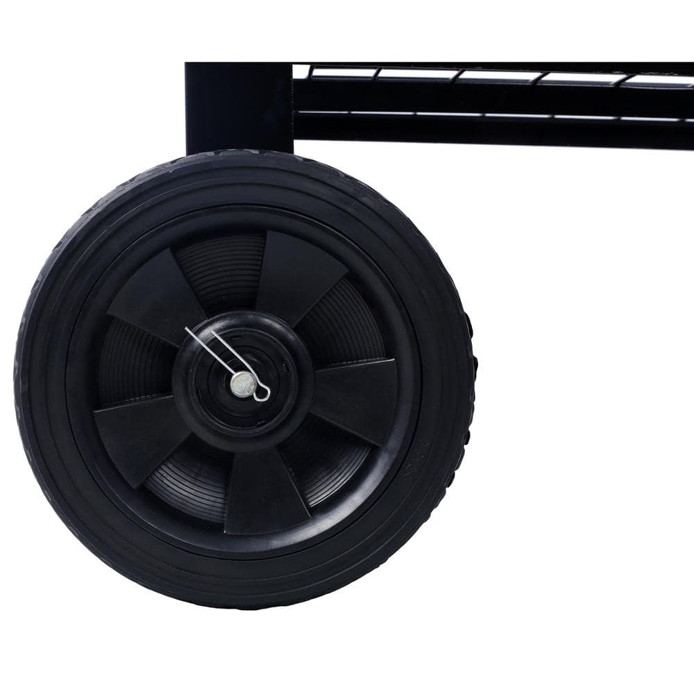 Black Steel Elevated Garden Bed with Shelf and Wheels