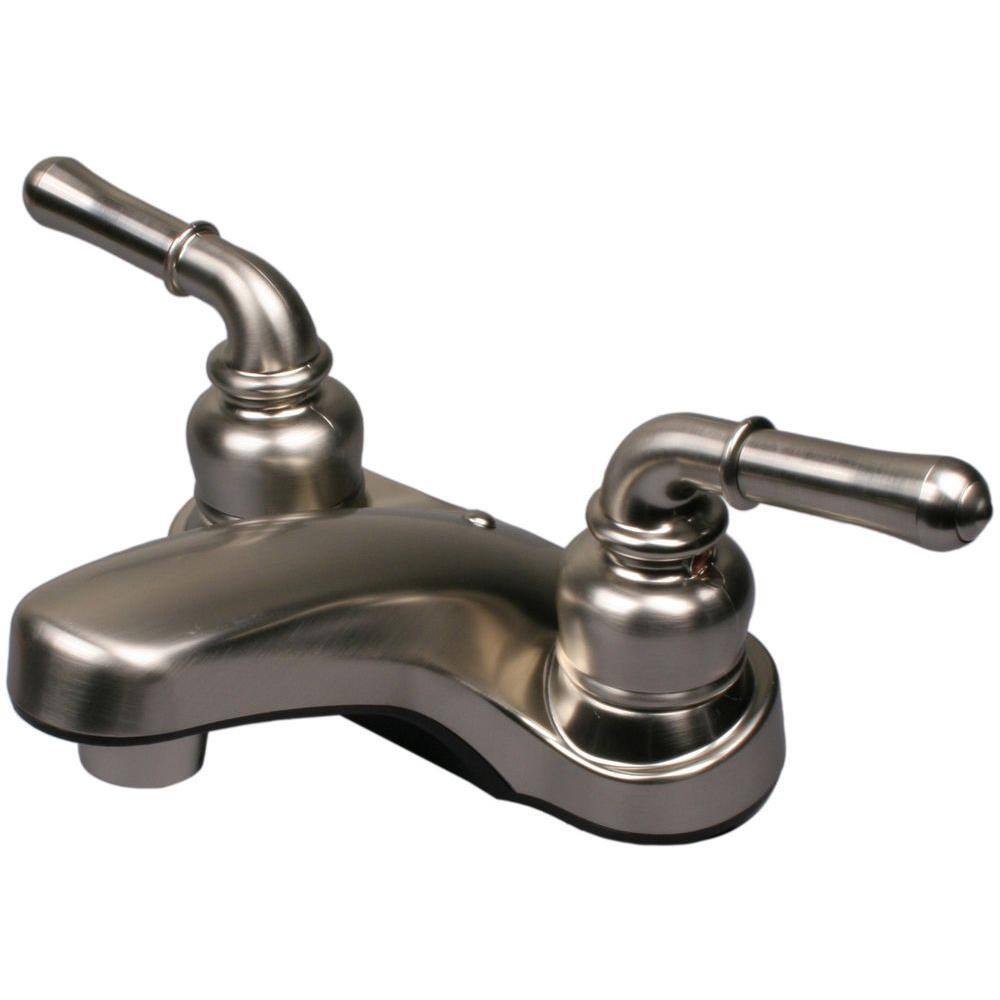 Ultra Faucets Non Metallic Series 4 In Centerset 2 Handle Bathroom Faucet In Brushed Nickel 15710171 The Home Depot