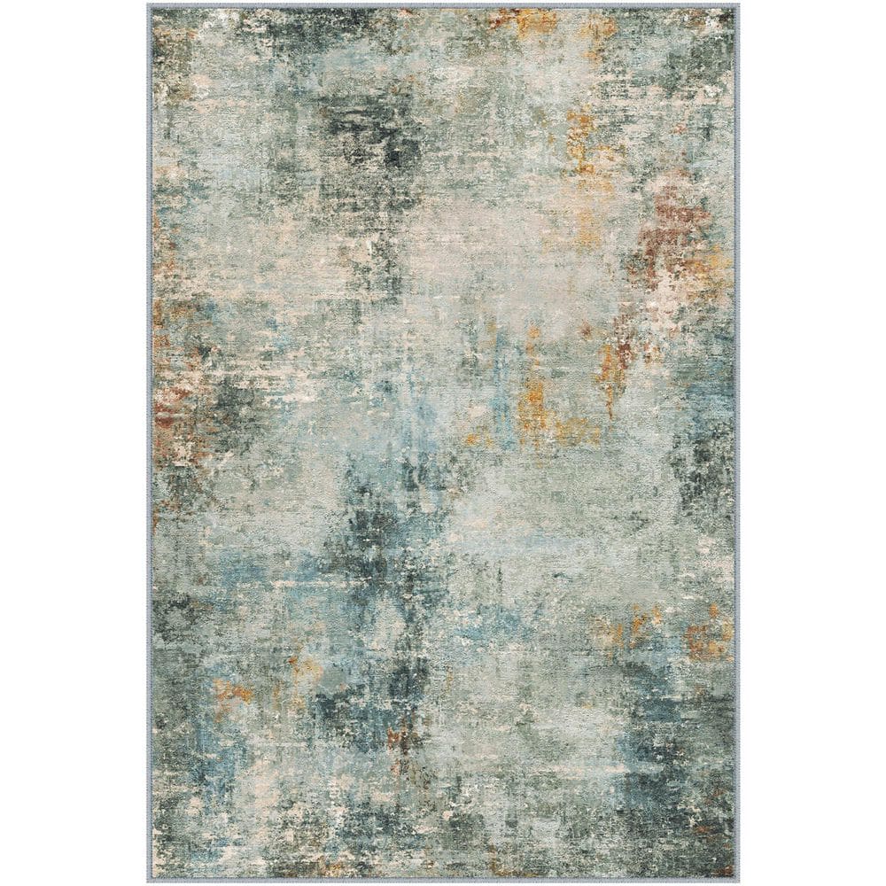 Cosmos Blue 3 ft. x 5 ft. Washable Modern Abstract Area Rug price history on PriceWatchPro
