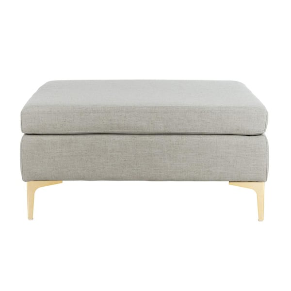 SAFAVIEH Giovanna Gray/Gold Upholstered Ottoman