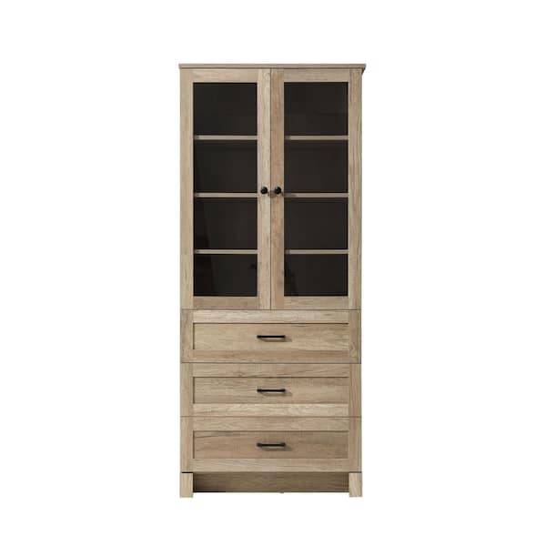 28 in. W x 18 in. D x 65 in. H Beige Freestanding Linen Cabinet
