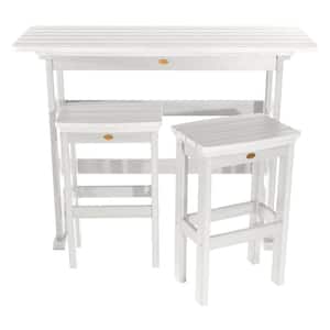 Lehigh White 3-Piece Recycled Plastic Rectangular Outdoor Bar Height Dining Set