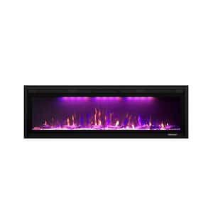 62 in. Recessed Electric Fireplace Insert With 5 Flame Settings Temperature in Black